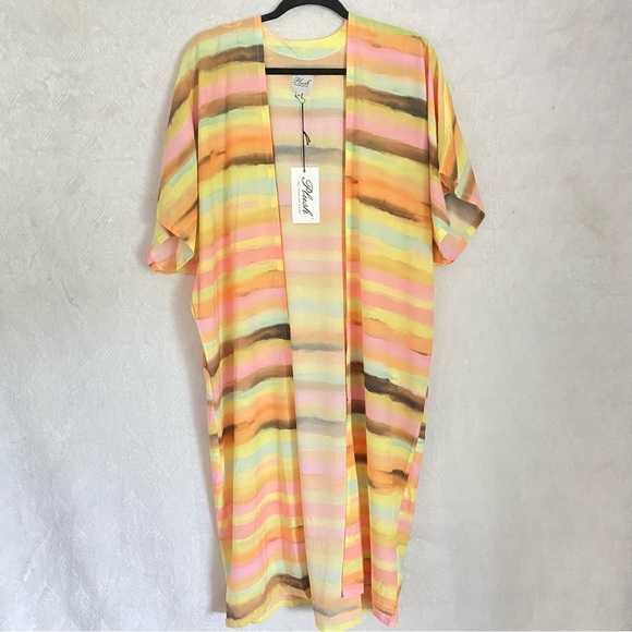 Revolve Plush NWT Apparel Sunset Kimono Women XS Multicolor Stripe Swim Cover Up - Picture 2 of 8
